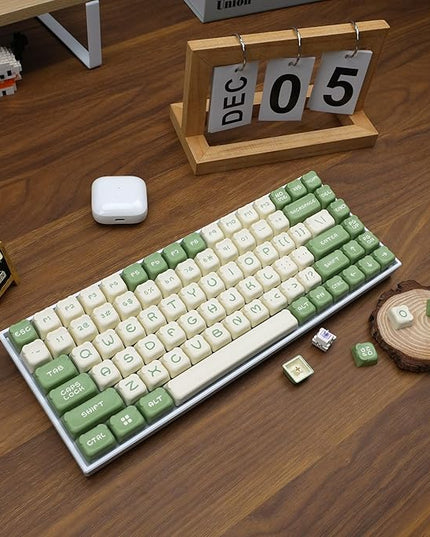 XVX Cute Bear Keycaps, Matcha Green and Creamy Keycap Set with MDA Profile, Double Shot PBT Keycaps Suitable for Cherry Gateron MX Switches Mechanical Keyboard