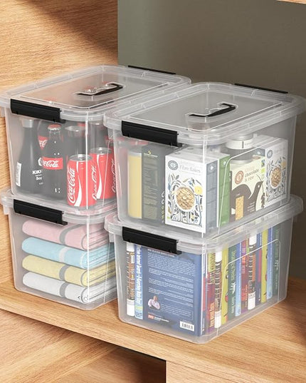 18 Quart Plastic Storage Bins with Lid, 4 Packs Clear Latching Storage Box