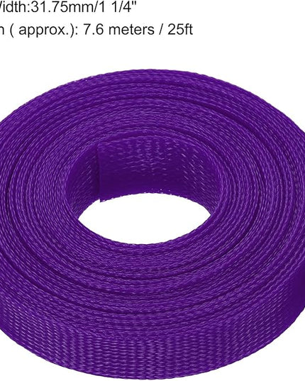 uxcell Expandable Sleeving, 1 1/4-inch 25ft Cable Sleeve, Purple