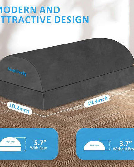 StepLively Foot Rest for Under Desk at Work, Comfortable Foot Stool with 2 Adjustable Heights, Footrest with Washable Cover, for Back & Hip Pain Relief, Suitable for Office, Home, Car, Gray, X-Large