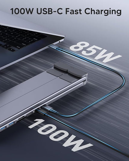 RoRoSkin 8-in-1 USB C Laptop Docking Station with 4K HDMI, 2 USB 3.0, PD 100W, Aluminum USB C Dock Tablet Stand Universal Dock Station for MacBook Pro/Air/Dell/HP/Surface/Lenovo, Plug and Play