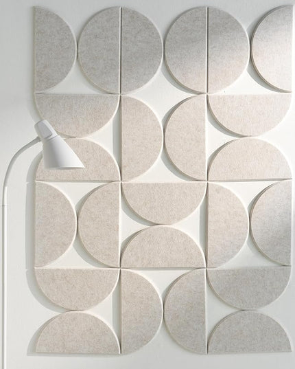 Large Bulletin Board Kit 48x36- Minimalist Wall Art to Replace Your Old Cork Boards for Walls for Office Decor - 24-Pack Semi-Circle Felt Wall Tiles for Home Office Décor (Ivory Tan