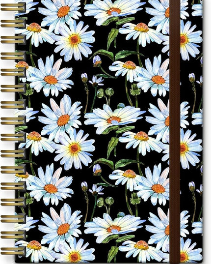 Cute Spiral Journal Notebook,A5 Hardcover Lined Journals for Women Girl 6 x 8.3 in,120 Pages Thick Paper,Cute College Ruled Writing Notebook for Gifts Office Work School (Watercolor Daisy)