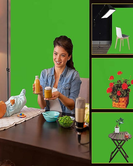 10x7 FT Polyester Photo Backdrop for Photoshoot Green Screen Backdrop Curtain,Product Photo Backdrop for Photoshoot,Photography Background for Streaming Video Studio Pure Seamless