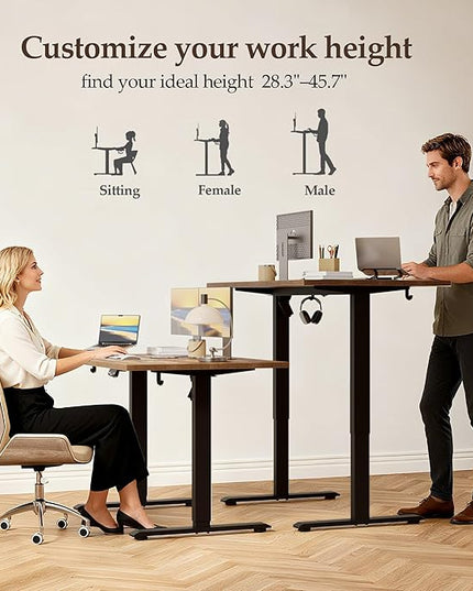 Klicelor 63 Inch Large Electric Standing Desk, Height Adjustable Office Desk, Sit Stand Up Computer Gaming Desk with Memory Preset, Three-Piece Desktop, Rustic Brown