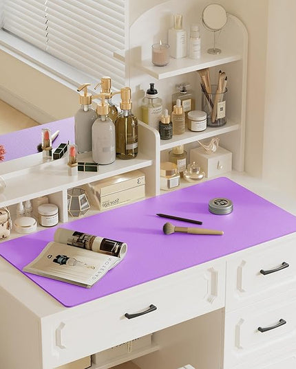Aothia Faux Leather Desk Mat – Large Mouse Pad, Non-Slip PU Leather Blotter, Waterproof Writing Surface for Office and Home (Iris Violet, 47.2" x 23.6")
