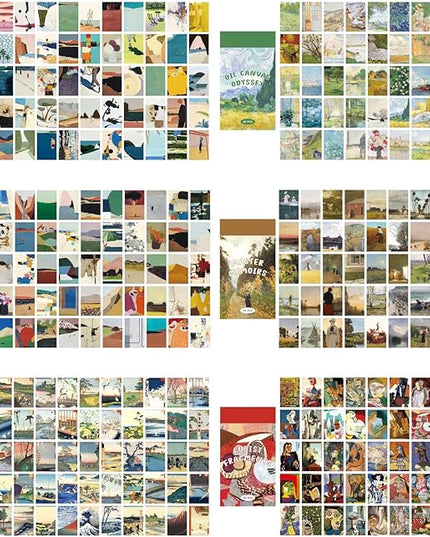 9 Sets 450 Sheets Washi Stickers for Journaling, Art Painting Drawing Themed Stickers Vintage Aesthetic Scrapbook Sticker Set for Bullet Journal Art Diary Card Craft Gifts Planner Notebook