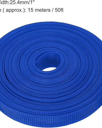 uxcell Expandable Sleeving, 1-inch 50ft Cable Sleeve, Blue