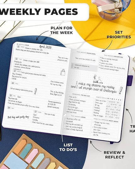 Clever Fox Planner Premium Edition – Undated Luxurious Weekly & Monthly Planner to Increase Productivity and Hit Your Goals – Organizer – Start Anytime, A5, Lasts 1 Year, Purple (Weekly)