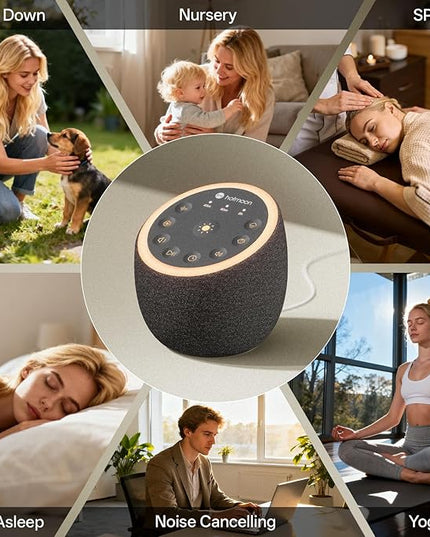 Hotmoon Sound Machine for Sleep, Cocoon 2 White Noise Sound Machine with 40 Non-Looping Sounds, Dual-Speaker & Timer, 8 Night Light, Pink Brown Green Noise for Sleeping Adults, Office Privacy, Plug-in