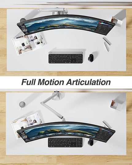 AVLT Single 17"-45" Monitor Arm Desk Mount Premium Mechanical Spring fits One Flat/Curved/Ultrawide Monitor Full Motion Height Swivel Tilt Rotation Adjustable, Gray