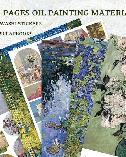 PRSTINCOL Oil Painting Sticker Book, 52 Sheets 500+ Scrapbook Stickers, Vintage Oil Painting Aesthetics Stickers for Adults and Teens, Junk Journal Supplies for Scrapbooking Journaling DIY