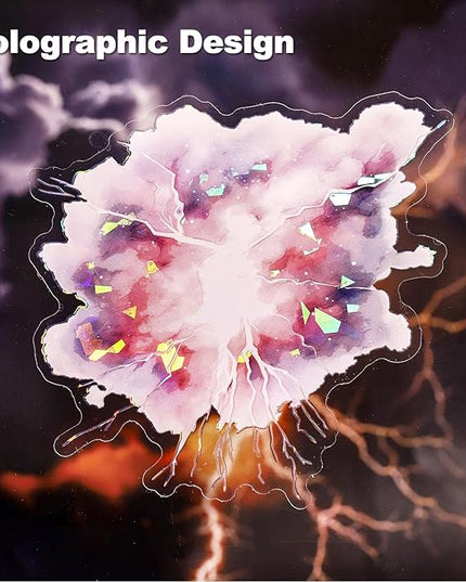 AuriicLeaf Lightning Tornado PET Sticker Set, 60Pcs Large Holographic Stickers for Scrapbooking, Journaling, Junk Journal Supplies, and DIY Crafts