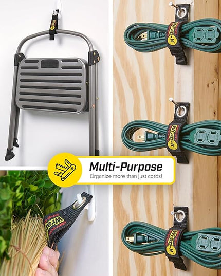 Heavy-Duty Wrap-It Storage Straps, 7-inch (6 Pack) - Hook and Loop Tool Cord Organizer, Extension Cord Hanger, Kitchen Cord Keeper, Cable Straps for Cords, Hoses, Rope, RV, and Garage Organization