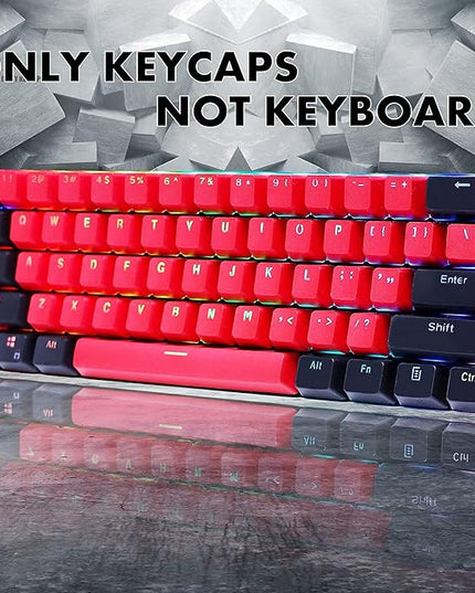 GTSP 61 Red Keycaps 60 Percent Keycap Set PBT OEM Ducky Keycap with Key Puller Fit for Cherry MX switches Mechanical Gaming Keyboard (Milan A