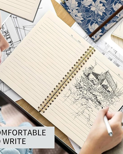 Spiral Journal Notebook, A5 Cute Notebooks for Women Men, College Ruled Hardcover Notebook for Work & Note Taking, 60 Pages Double-Wire Journals for Writing (Blue)