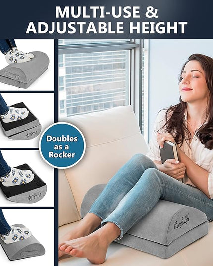 ComfiLife Foot Rest for Under Desk at Work – Adjustable Desk FootRest for Office Chair, Gaming Accessories – Ergonomic Teardrop Design for Back, Hip & Leg Pain Relief – 100% Memory Foam (Gray)