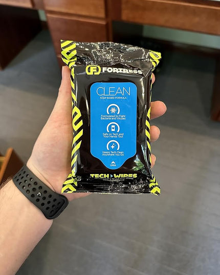 Fortress Electronic Wipes With Microfiber Cloth (25 ct, Pack of 2) To-Go Tech Wipes for Screens, Phones, Keyboards, TV Monitors, Computer Screens, and More [Travel Size] Skin-Safe