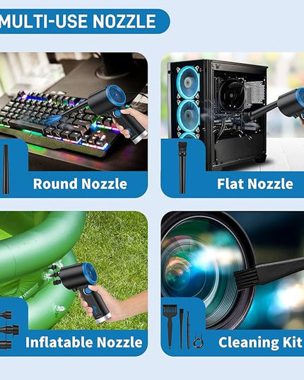 ATEngeus Compressed Air Duster, Electric Air Duster, Cordless Air Duster for Computer, Stepless Speed, Keyboard Cleaner, Replace Canned Air, Brushless Motor, 6000mAh