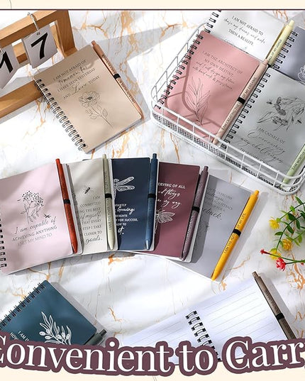 Kosiz 72 Pcs/36 Set Positive Affirmation Gifts Gratitude Spiral Notebooks with Pens Motivational Encouragement Notepads Daily Affirmations Journal for Women Valentine Galentine Gifts (Simple)