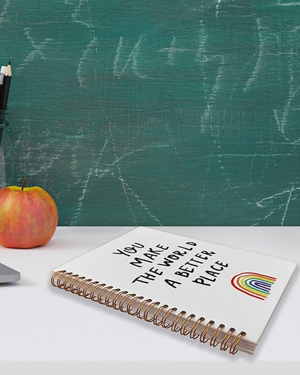 VNWEK You Make the World a Better Place Watercolor Rainbow Spiral Notebook Journal 5.5 x 8.3 inches,Inspirational Quote Lined Hardcover Spiral Notebook,Motivational Gifts for Women Teen Girls