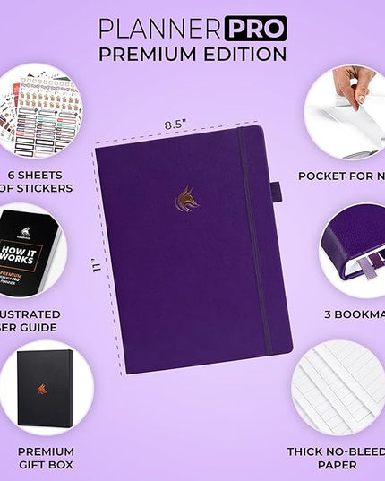 Clever Fox Planner Pro Premium – Luxurious Weekly & Monthly Planner with Budget Organizer for Productivity & Goals, Undated, A4 (Purple)