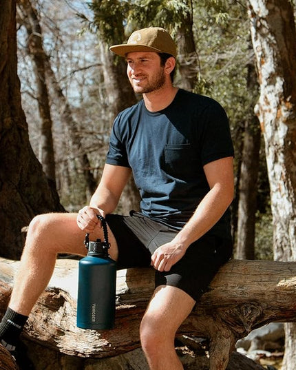Insulated Water Bottle 64oz,Triple Wall Vacuum Stainless Steel(Dishwasher Safe),Leak Proof & Non-BPA,Flask Jug with Paracord Handle & Straw Spout Lids Sports Red