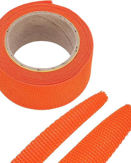 MECCANIXITY Braided Cable Sleeves Heat Shrinkable Fabric Sleeving, 1" 10ft Orange 2:1 Ratio Heat Shrinkable Cord Protector for Harness Cable, Network Cable Protection, Cable Management