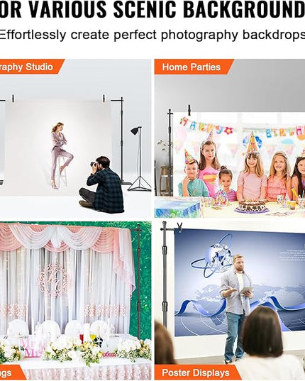 VEVOR 10ft x10ft Pipe and Drape Kit, Heavy Duty Backdrop Stand with Carbon Steel Base, Adjustable Backdrop Support with 2 Clamps and A Carry Bag for Wedding, Party, Event, Photography and Exhibition