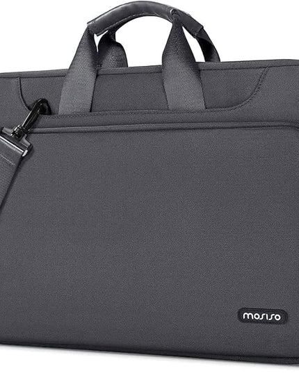 MOSISO 360 Protective Laptop Shoulder Bag Compatible with MacBook Air/Pro, 13-13.3 inch Notebook, Compatible with MacBook Pro 14 inch M5 M4 M3 M2 M1,Matching Color Sleeve with Belt, Slate Gray