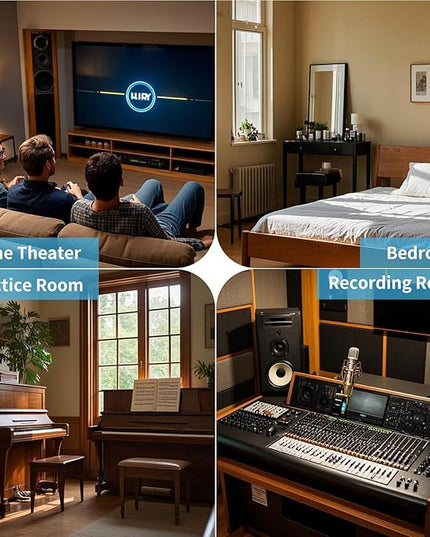 Art3d 10-Pack Peel and Stick Acoustic Panels with Acrylic Tape - 12 x 48 inches, Self Adhesive Sound Absorbing Polyester Wall Panels for Home Office Studio, White