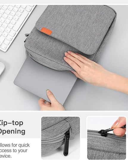 MoKo 13.3-14 Inch Laptop Sleeve Bag Fits MacBook Pro M3/M2 14" 2023, MacBook Pro 13" M2, New MacBook Air 13.6" M3/M2 2024/2022,Tab S8 Ultra 14.6",Handle Carrying Case with Shoulder Strap, Dark Gray