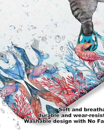 Funny Diving Cat Square Mouse Pad,Non-Slip Rubber Base Mouse Pad,Home Office Decoration Desktop Accessory,Laptop Mouse Pad for Office Laptops,9.4x7.8x0.12inch.