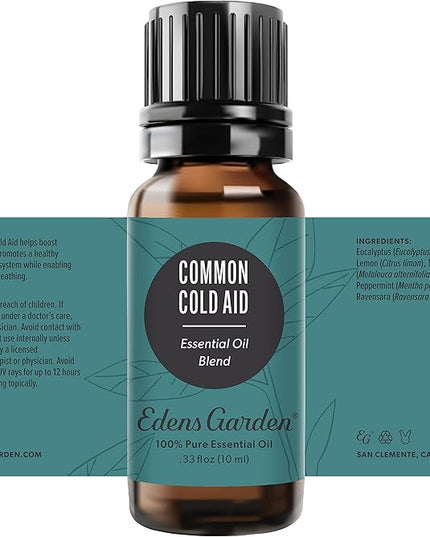 Edens Garden Common Cold Aid Essential Oil Blend- 100% Pure Premium Grade, Undiluted, Natural, Therapeutic, Aromatherapy, The Best for Diffusing, Skin, Humidifiers, Candle 10 ml (.33 fl oz)