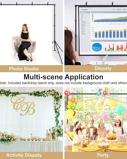 LINCO Lincostore Backdrop Support Stand Kit 10x6.5ft Adjustable Photography Studio Photo Background Support System with Carrying Bag for Green Screen Muslin, 4171