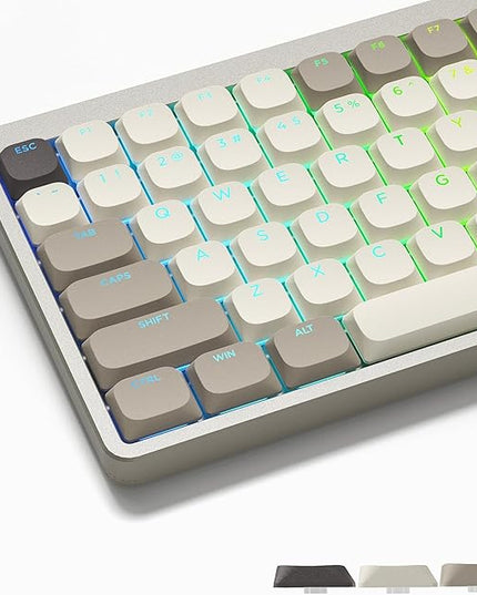Womier Low Profile Keycaps - Shine Through PBT Key caps 60 65 75 100 Percent, Mechanical Keyboard Keycaps for Cherry Gateron MX Switches Keyboard - Khaki Grey
