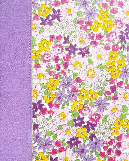 Purple Journal for Women, Floral Notebook, A5, 6x8, Lined Page, Hardcover Notebook, Lay Flat, Flower Printed Cover, Cotton Fabric, Writing Journal, Reading Notebook, Lilac Gifts