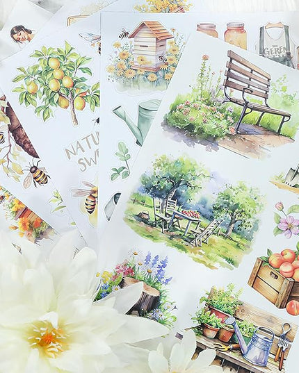 Snycler Sticker Book - 20 Sheets Vintage PET Stickers for Scrapbooking, Junk Journaling, Ephemera, and Decorative Crafts-The Harvest time