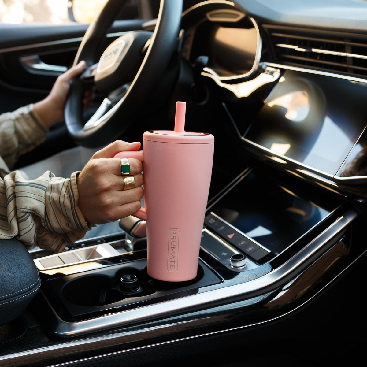 BrüMate Era 20 oz Tumbler with Handle and Straw | 100% Leakproof Insulated Tumbler with Lid and Straw | Made of Stainless Steel | Cup Holder Friendly Base | 20oz (Matte Black)