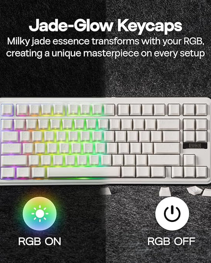 EPOMAKER Creamy Jade PBT Keycaps, 142 Keys, Double Shot, Cherry Profile, 60%/75%/96%/Full Size, Custom Keyboard Keycaps Set for Mechanical Gaming Keyboard (White)