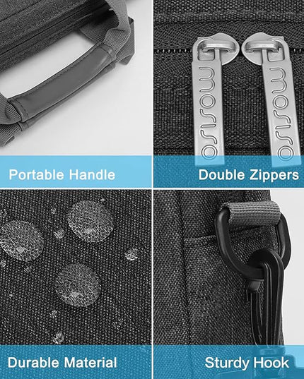MOSISO Laptop Shoulder Bag 15.6 inch, 15-15.6 inch Computer Bag Compatible with MacBook Pro 16 inch, HP, Dell, Lenovo, Notebook with 2 Raised&1 Flapover&1 Horizontal Pocket&Handle&Belt, Slate Gray