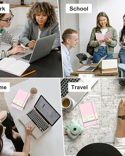 Comix Lined Journal Notebook for Women Men, Journaling Notebooks for Office School Home, Pink, 240 Pages, 5.5" x 8.3", College Ruled, A5, Hardcover