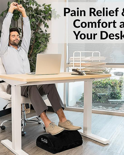 ComfiLife Foot Rest for Under Desk at Work – Adjustable Height Memory Foam Foot Stool for Under Desk, Office Chair & Gaming Chair – Ergonomic Footrest for Back & Hip Pain Relief (Black)