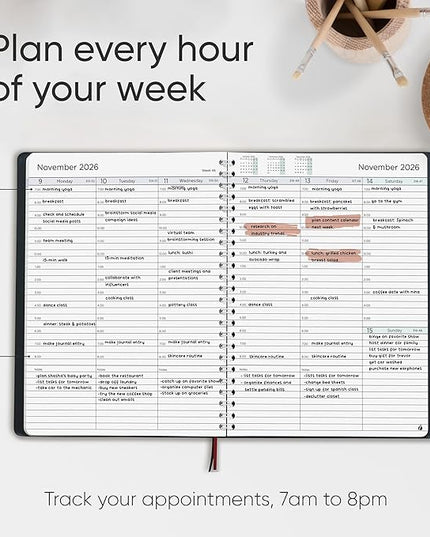 2026 Planner Weekly and Monthly – Hourly Appointment Book 2026 – Softcover, Twin-Wire Binding – Teacher Planner, Simple Design for Productivity - January 2026 to December 2026, 6.5 x 8.5