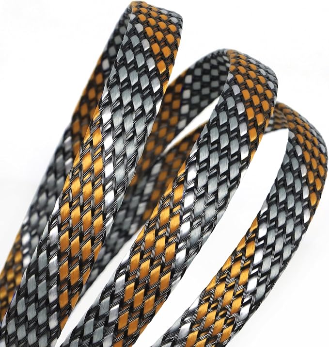 Braided Expandable Cable Sleeve, 25ft PP Cotton and PET Braided Cable Management, Flexible Mesh Wire Loom and Cable Protector for TV, Computer, Home Theater, Automotive (Orange White Grey, 1/2")