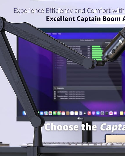 IXTECH Microphone Boom Arm Mic Arm for Blue Yeti Shure Sm7b Hyperx QuadCast Rode At2020 and Fifine Mic Stand for Gaming Podcasting and Streaming CAPTAIN Model