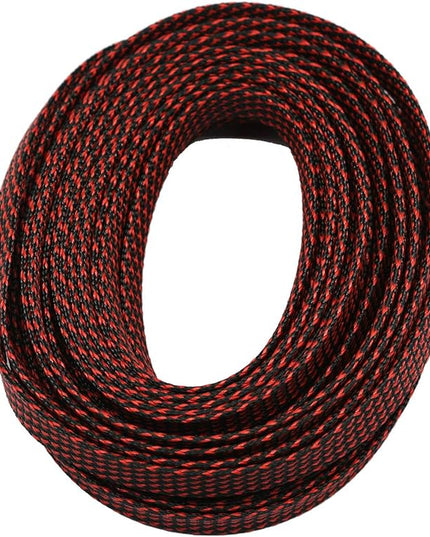 30ft PET Expandable Sleeving Wire Cable Sleeve (1/3", Red&Black)