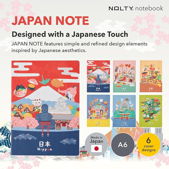 NOLTY JAPAN NOTE, A6 Notebook Featuring Japanese Design, 3.5mm Dot Grid, 80 Pages, Hiroshima, JP0105