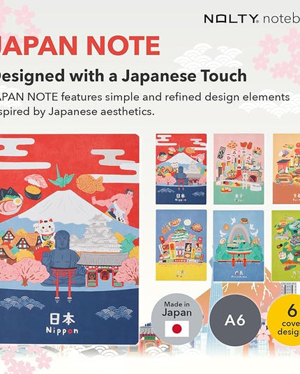 NOLTY JAPAN NOTE, A6 Notebook Featuring Japanese Design, 3.5mm Dot Grid, 80 Pages, Kyoto, JP0103