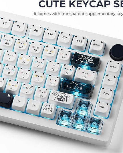 XVX Cute PBT Keycaps, Mao Profile White Puppies Keyboard Keycaps, 154 Keys Keycap Sets with Transparent Key caps Compatible with 65% 75% 96% 100% Cherry Gateron MX Switches Mechanical